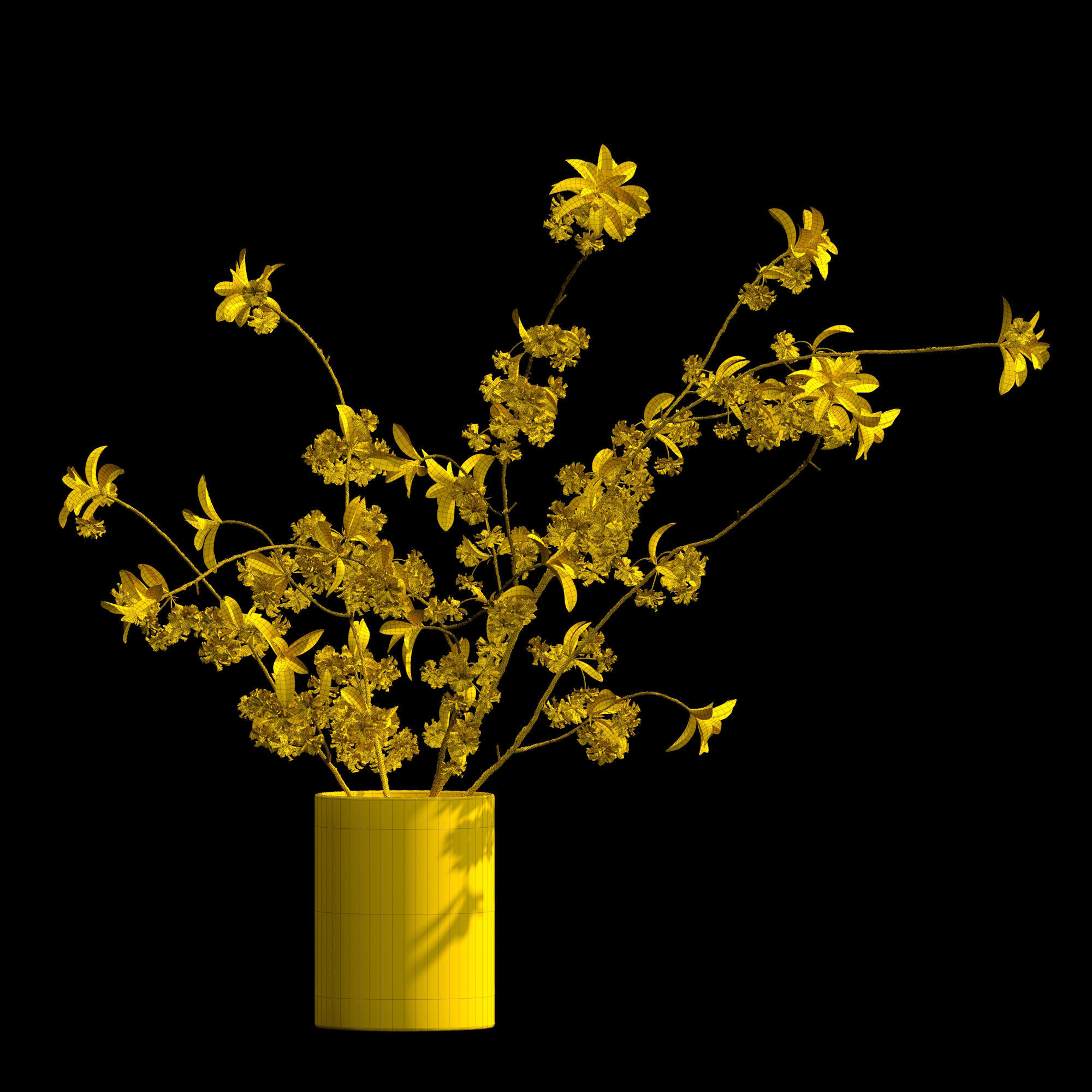 Japanese cherry branches white 3D model_10