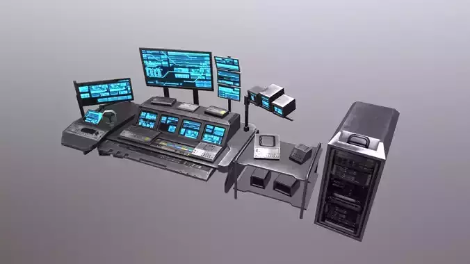 Scifi Control Desk Low-poly 3D model
