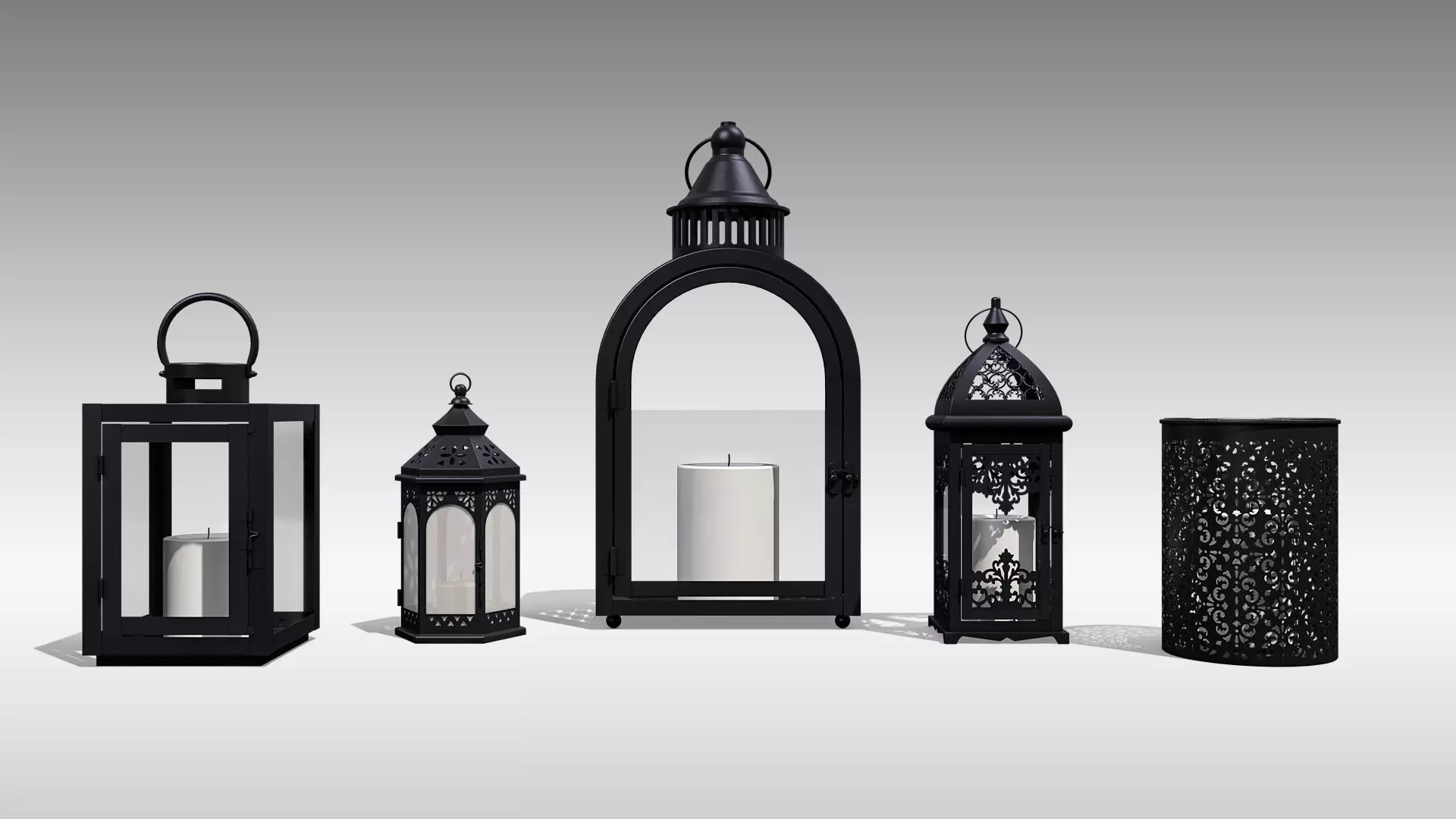 Metal Lanterns 3D Model Collection_0