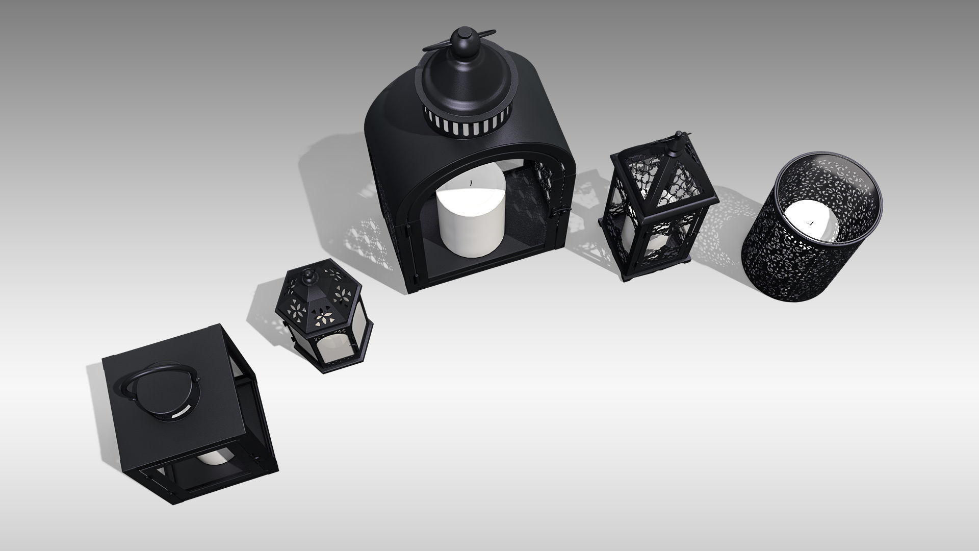 Metal Lanterns 3D Model Collection_5