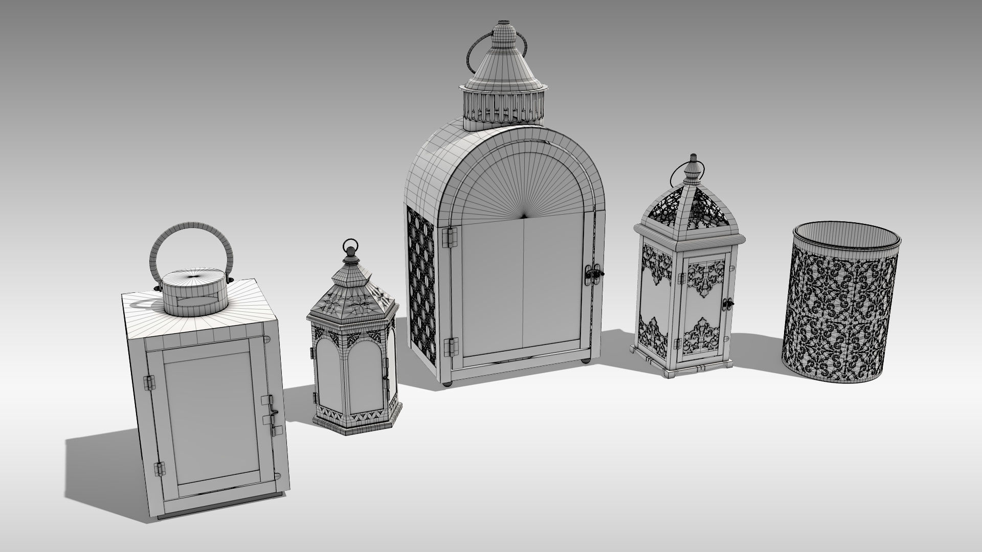 Metal Lanterns 3D Model Collection_10