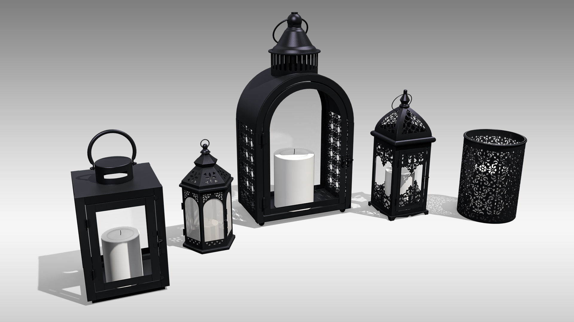 Metal Lanterns 3D Model Collection_2