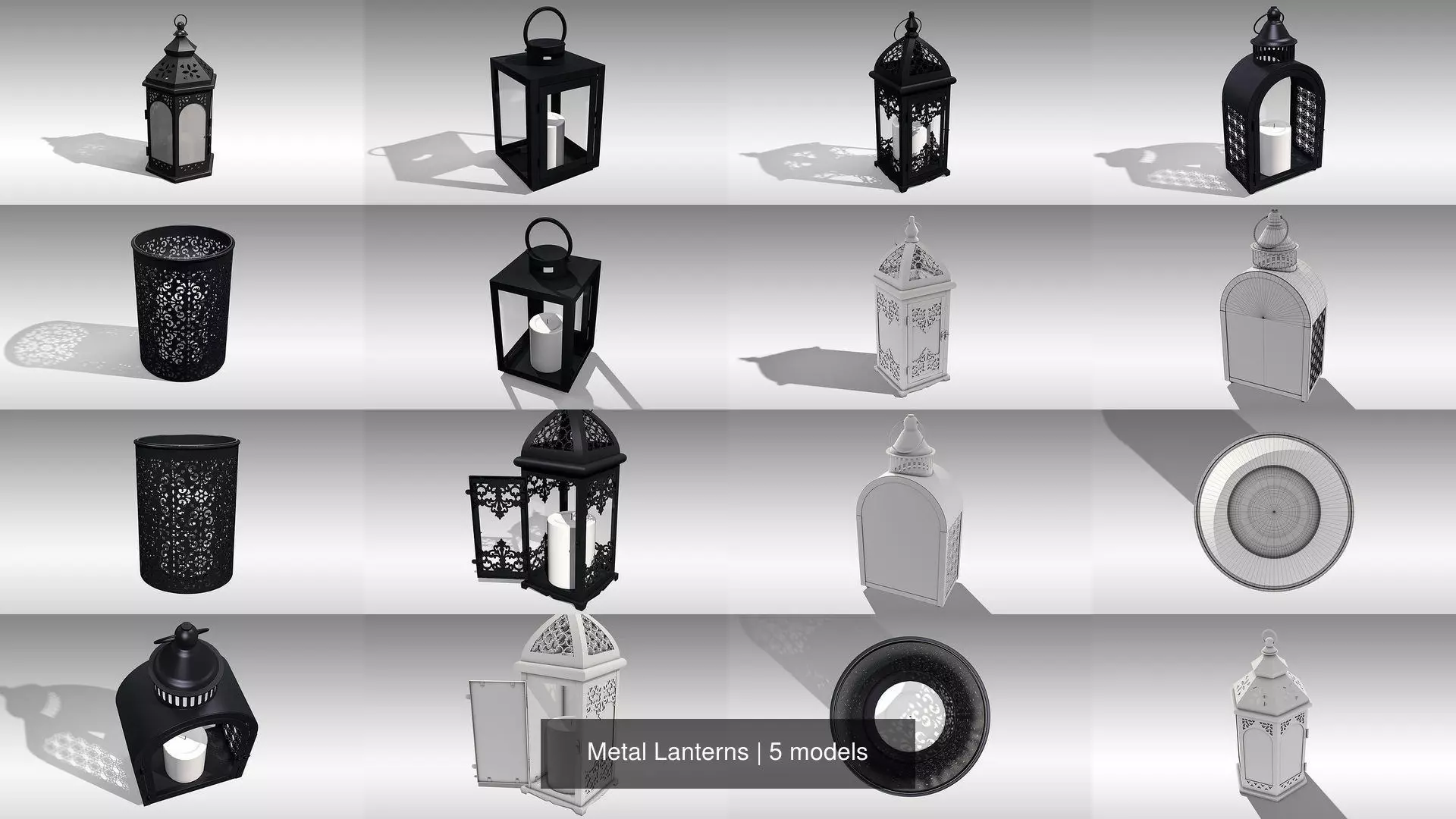 Metal Lanterns 3D Model Collection_1