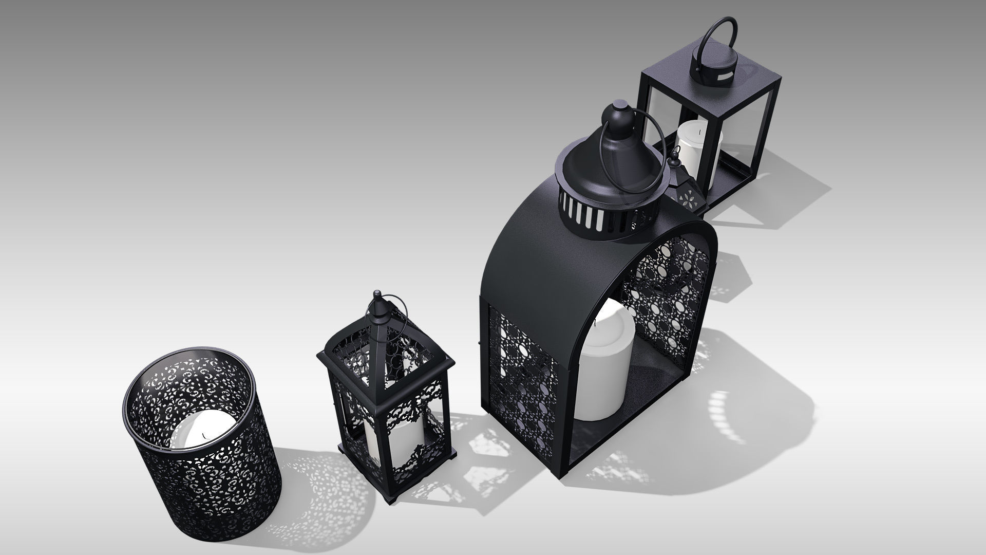 Metal Lanterns 3D Model Collection_8