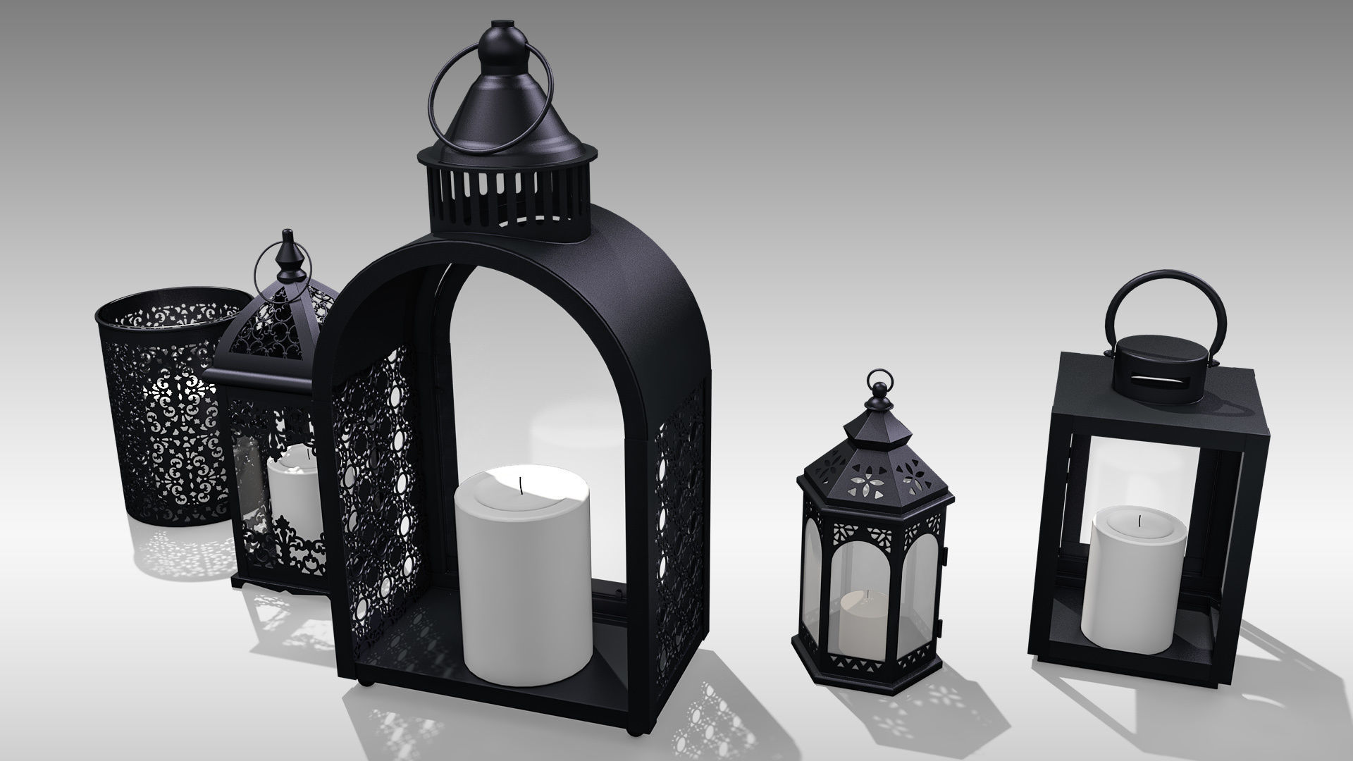 Metal Lanterns 3D Model Collection_3