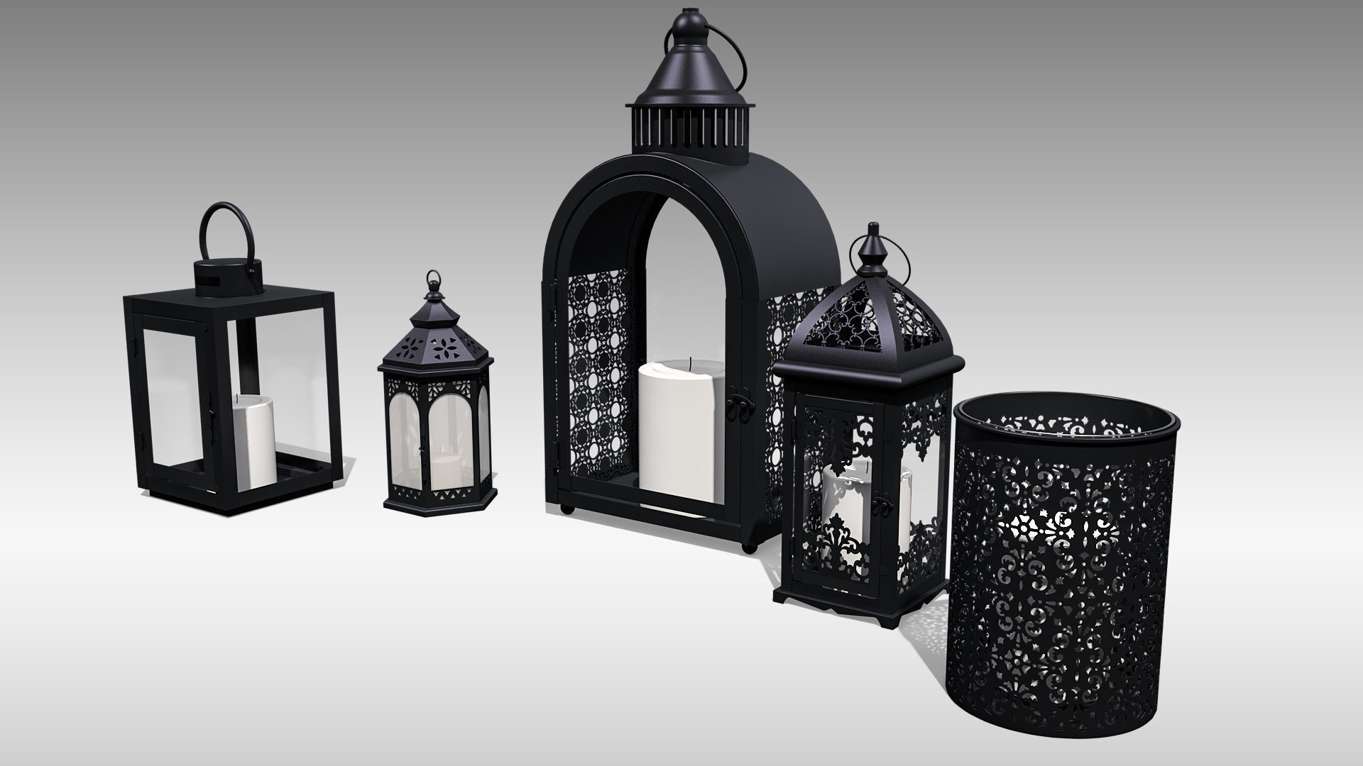 Metal Lanterns 3D Model Collection_6