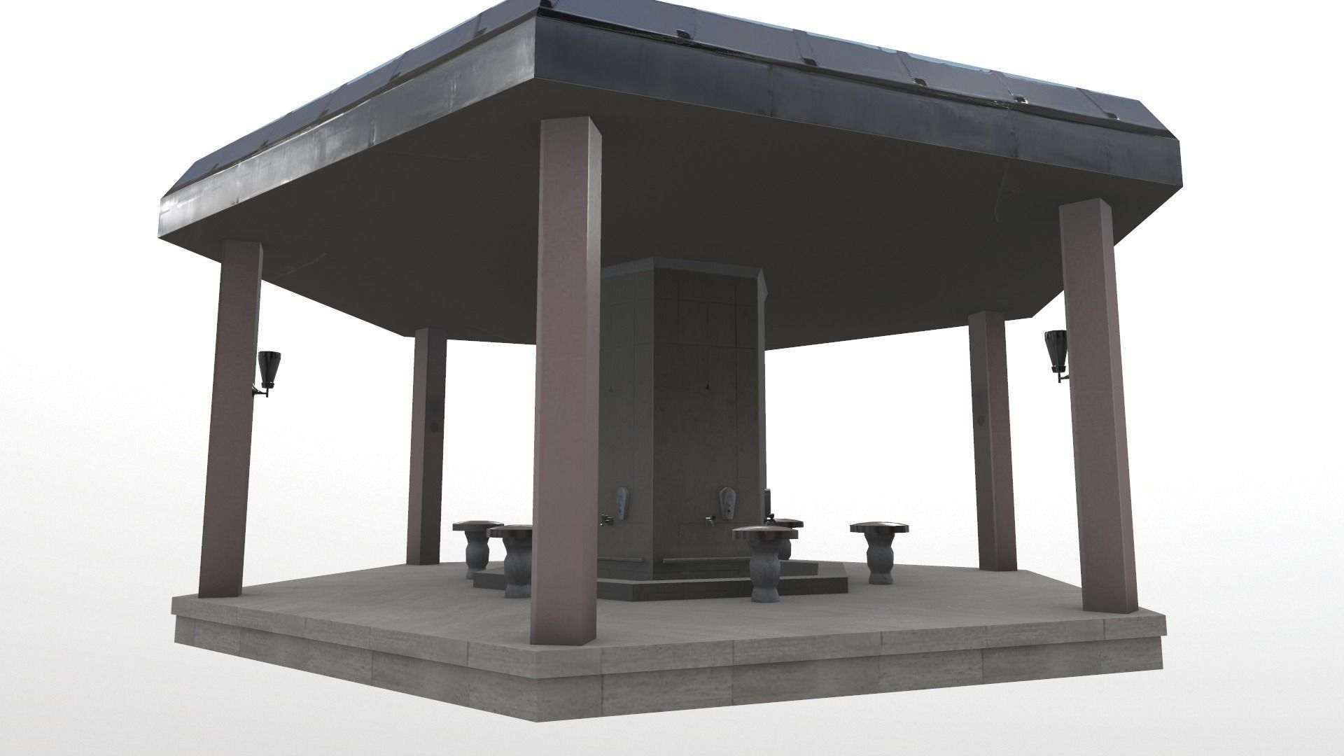 Fourtain Shack Low-poly 3D model_3