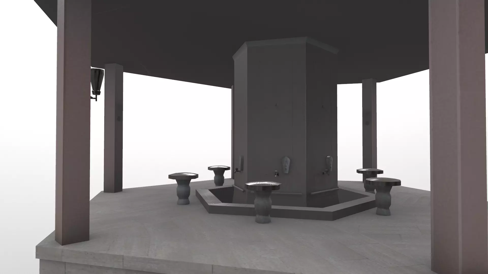 Fourtain Shack Low-poly 3D model_0