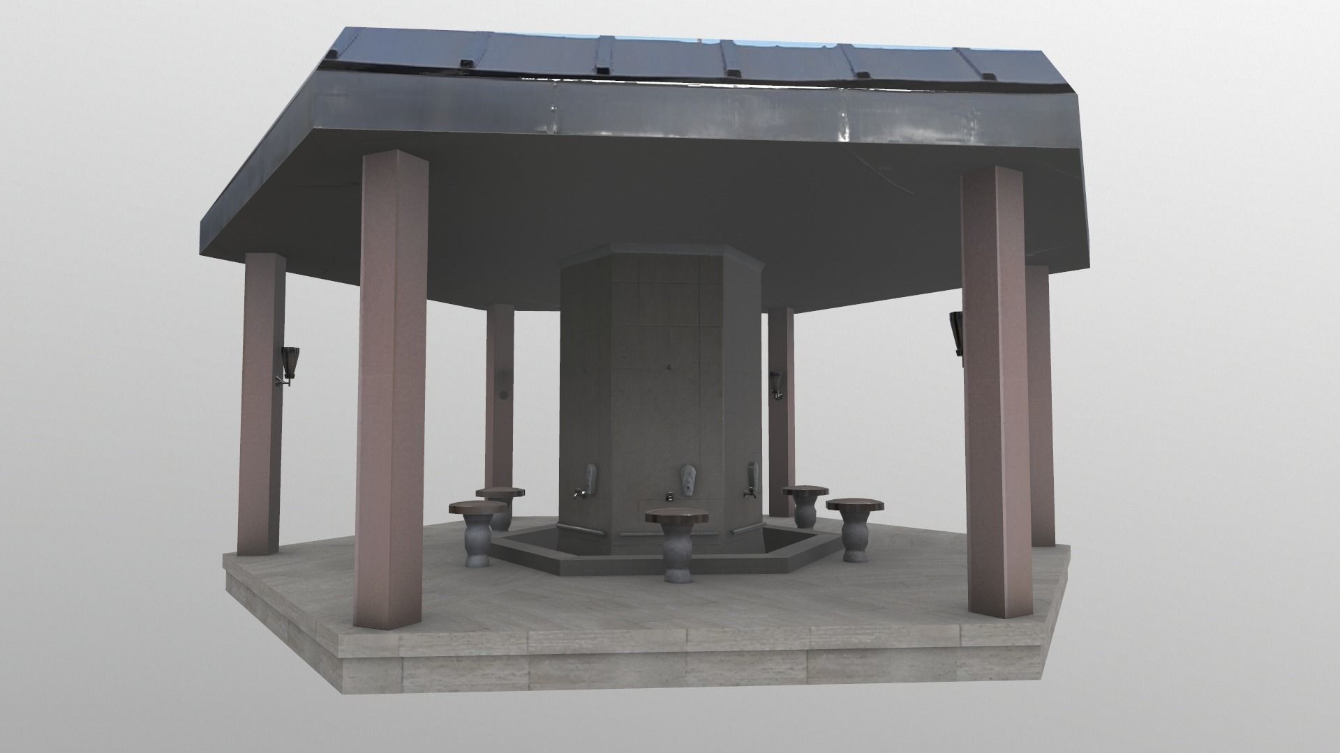 Fourtain Shack Low-poly 3D model_7