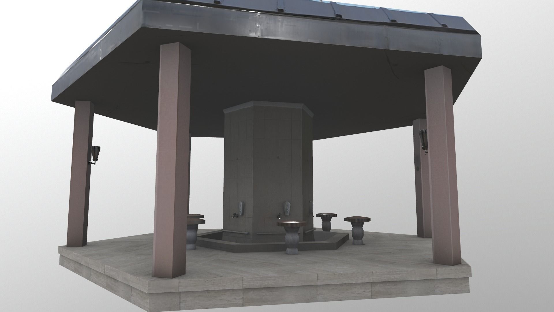 Fourtain Shack Low-poly 3D model_2