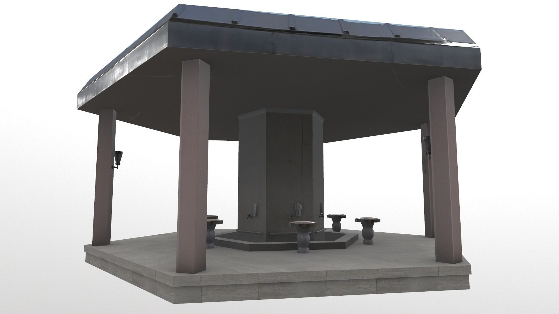 Fourtain Shack Low-poly 3D model_4