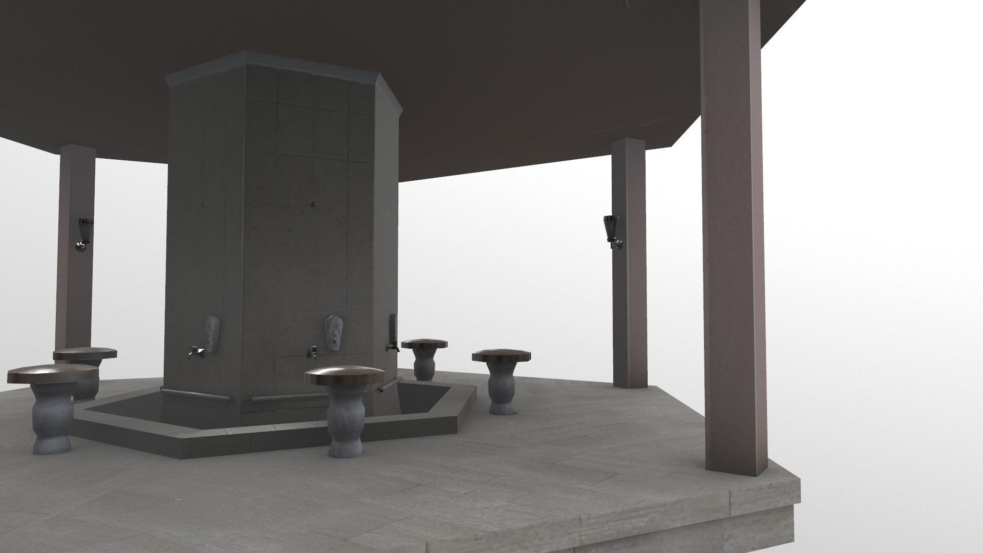 Fourtain Shack Low-poly 3D model_6