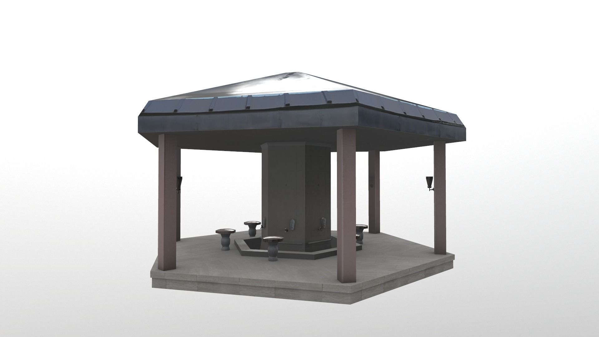Fourtain Shack Low-poly 3D model_8
