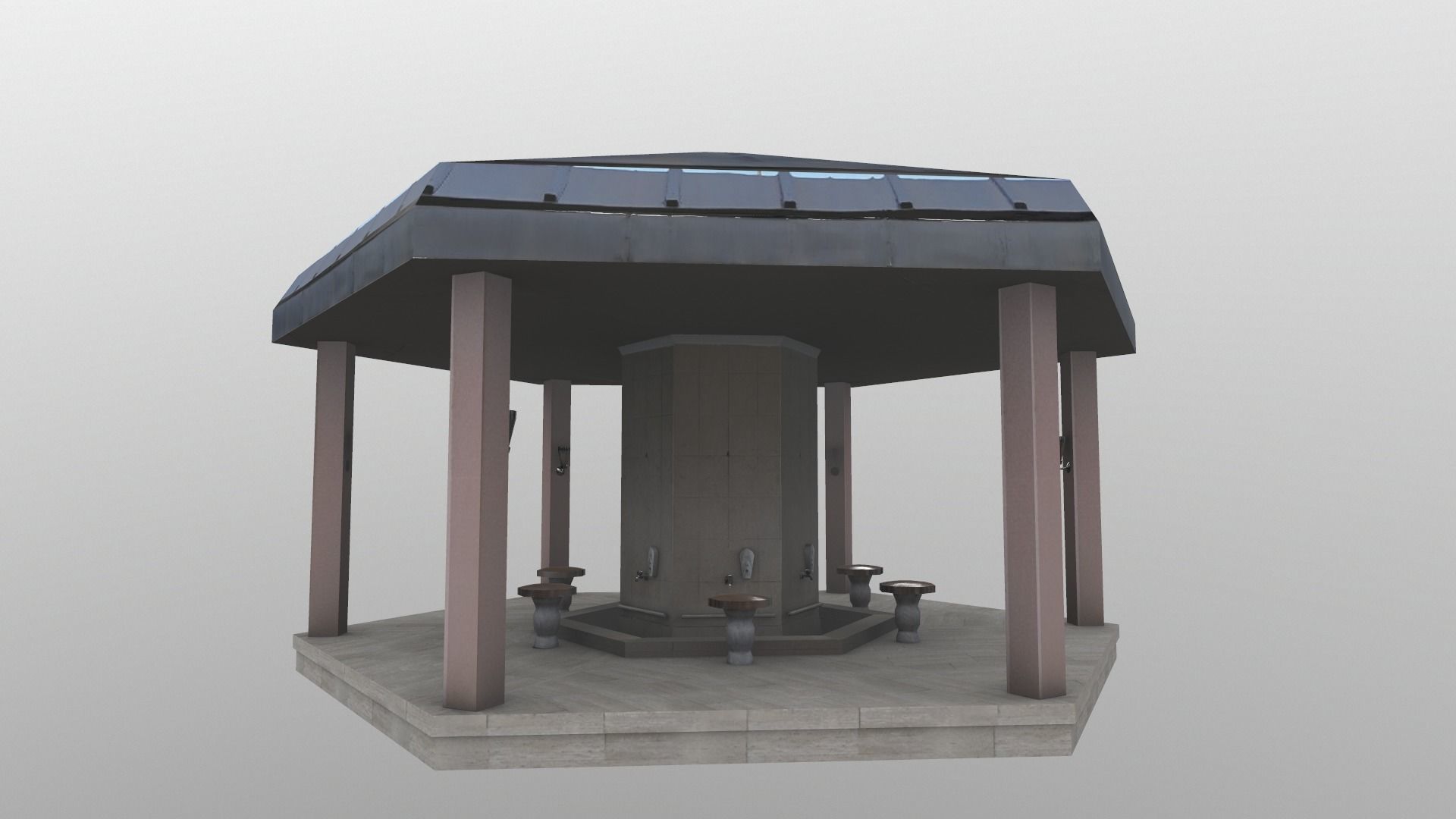 Fourtain Shack Low-poly 3D model_16