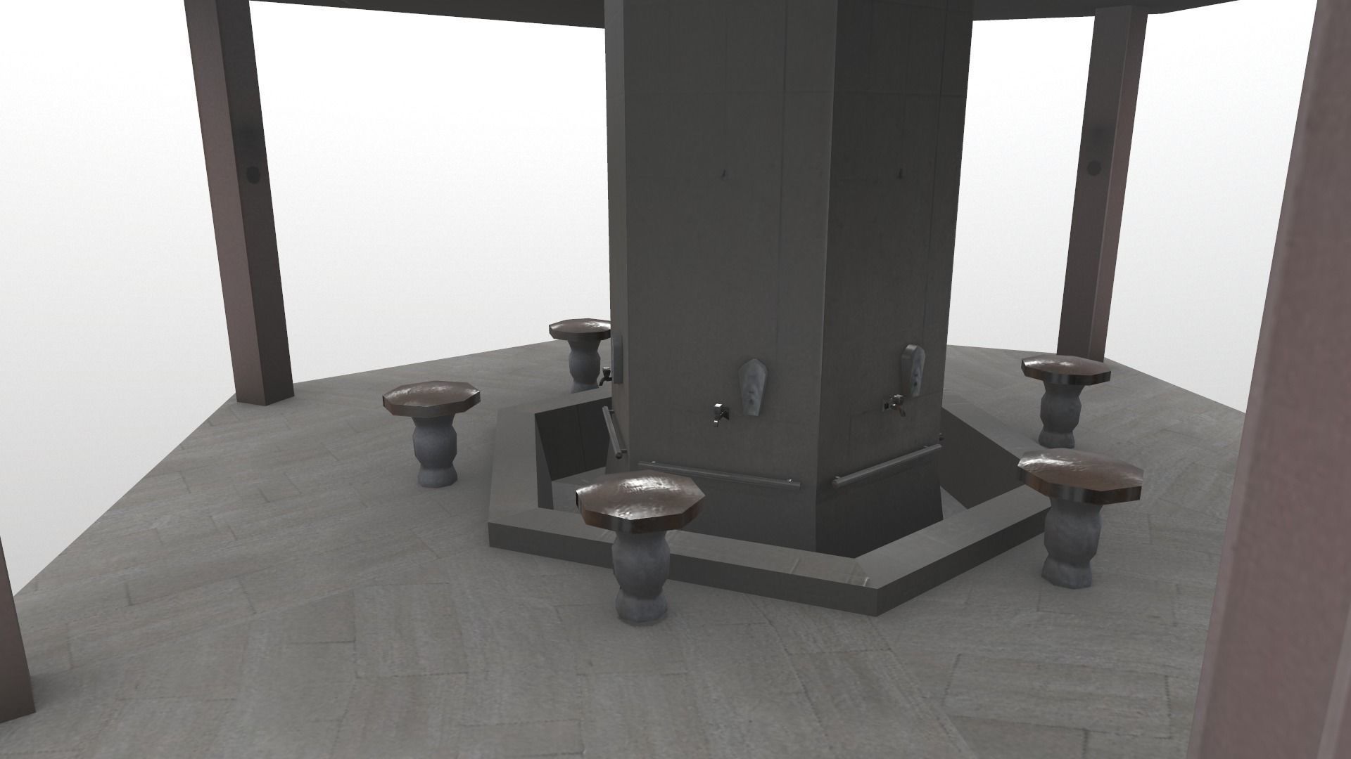 Fourtain Shack Low-poly 3D model_1