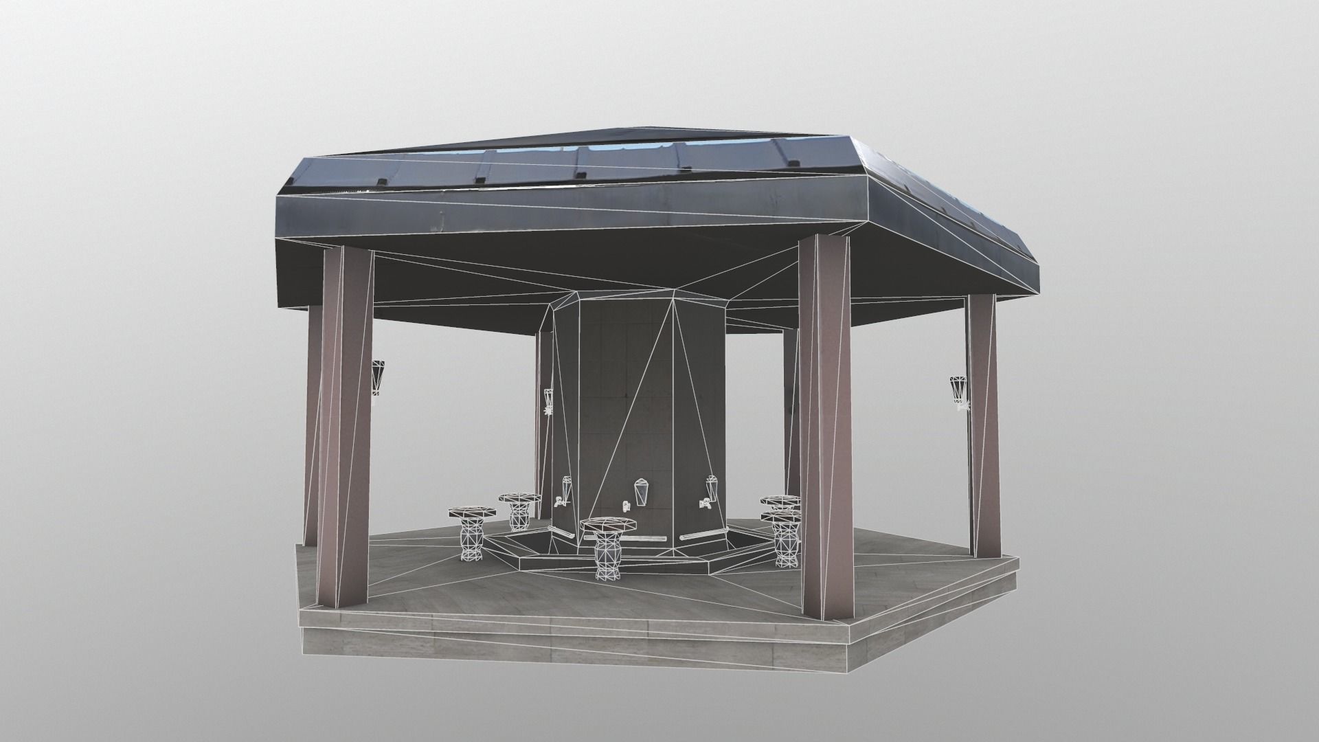 Fourtain Shack Low-poly 3D model_11