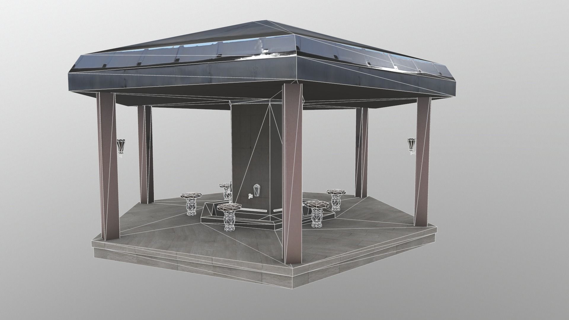 Fourtain Shack Low-poly 3D model_14