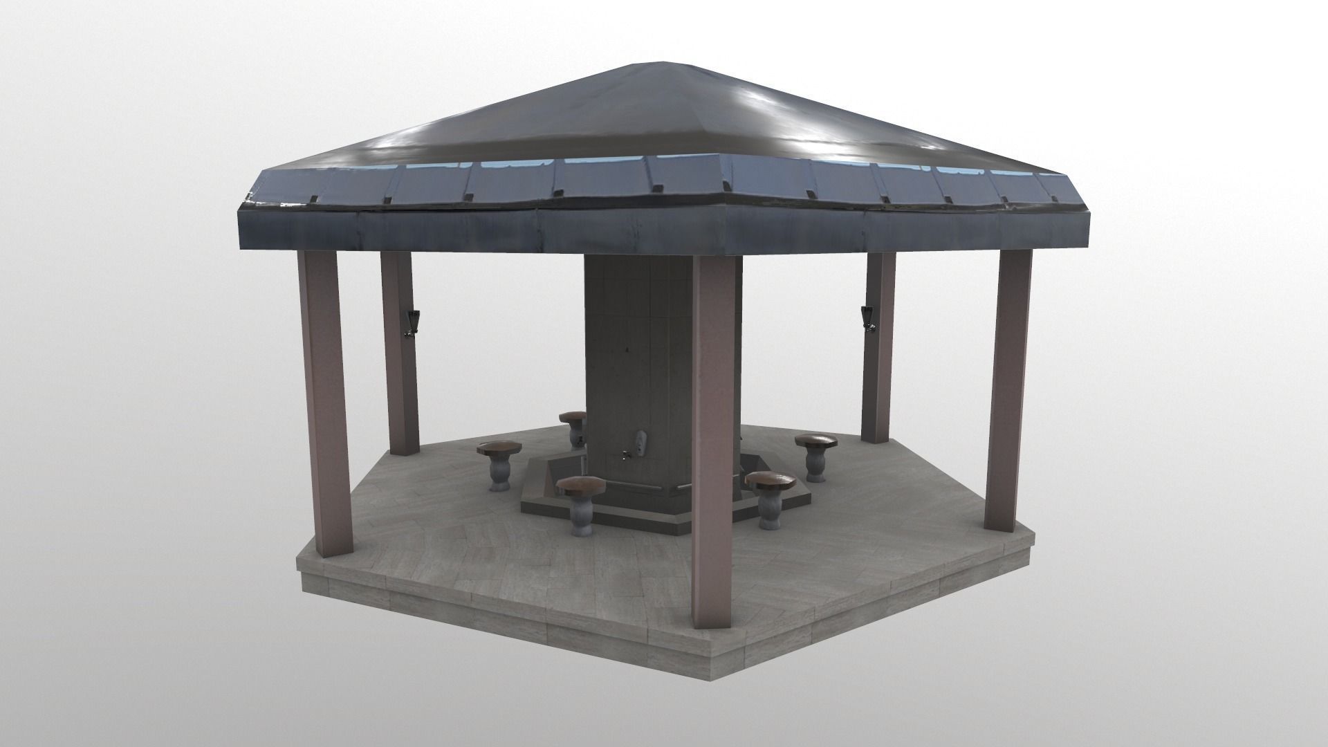 Fourtain Shack Low-poly 3D model_5