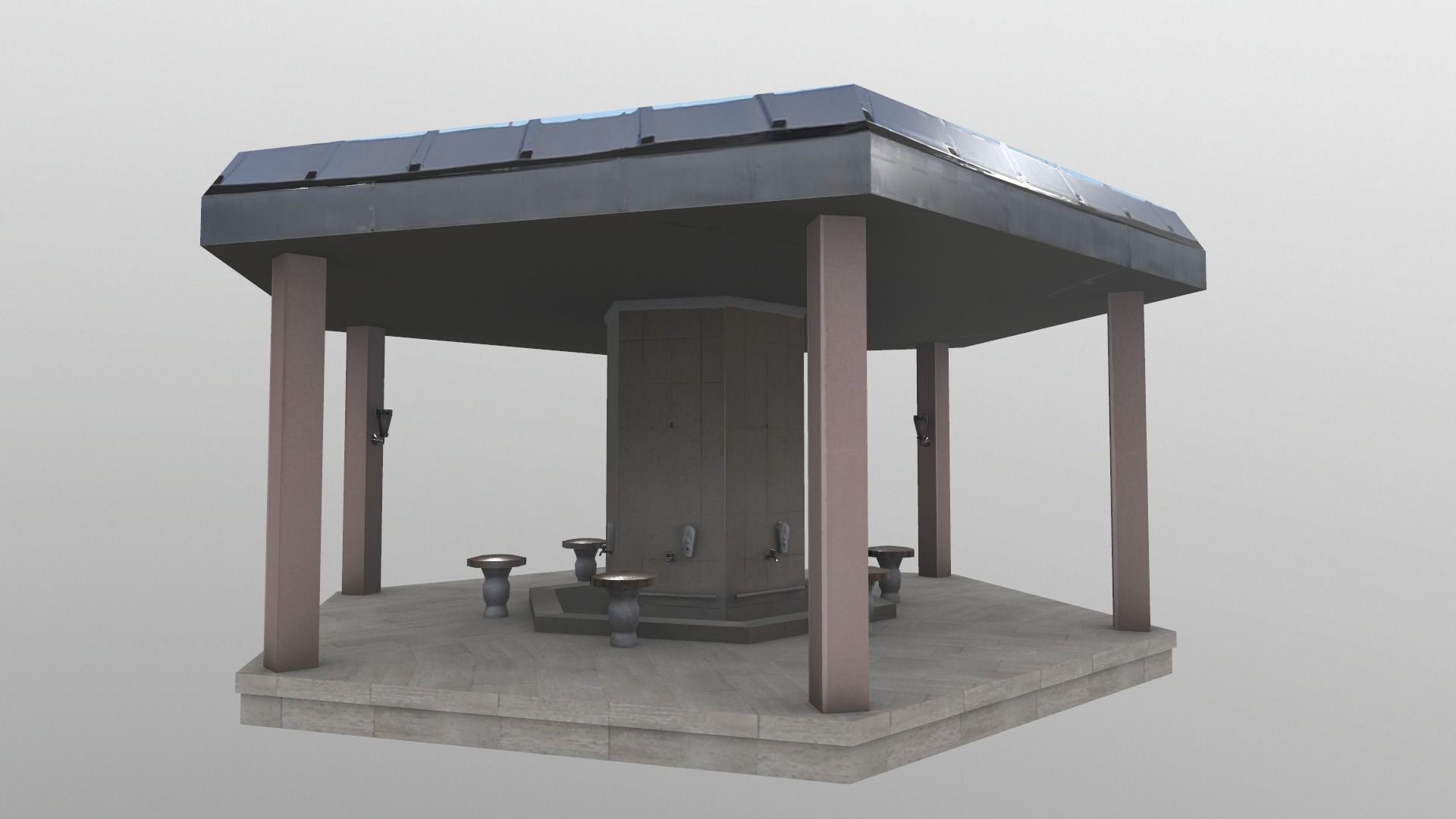 Fourtain Shack Low-poly 3D model_18