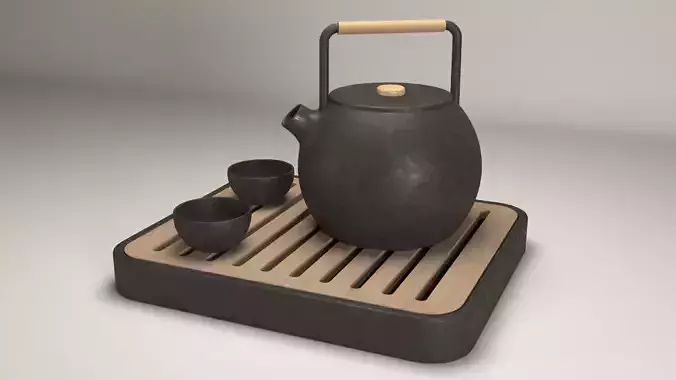 Tea Set teapot on wooden tray