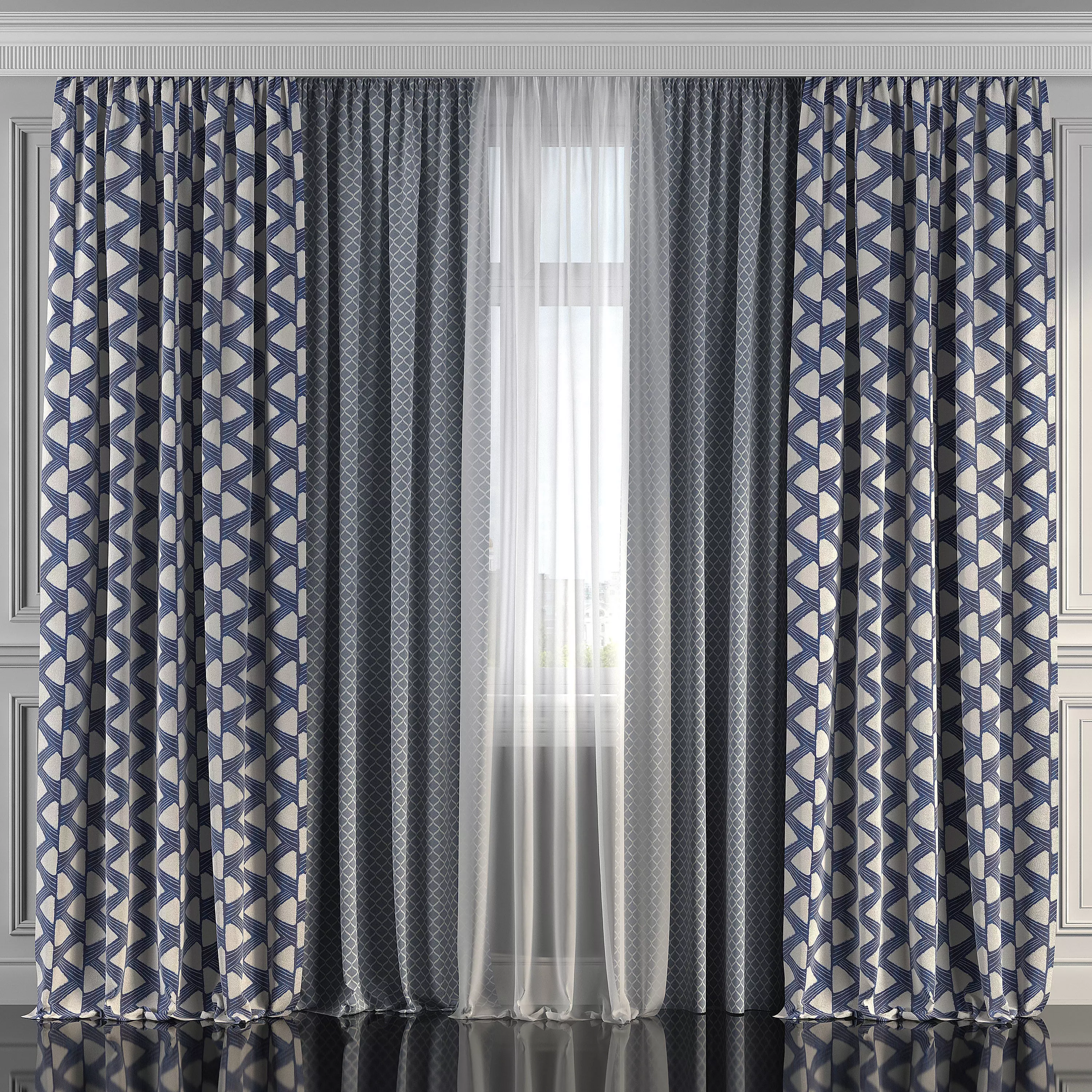 Curtain Set 218 3D model_0