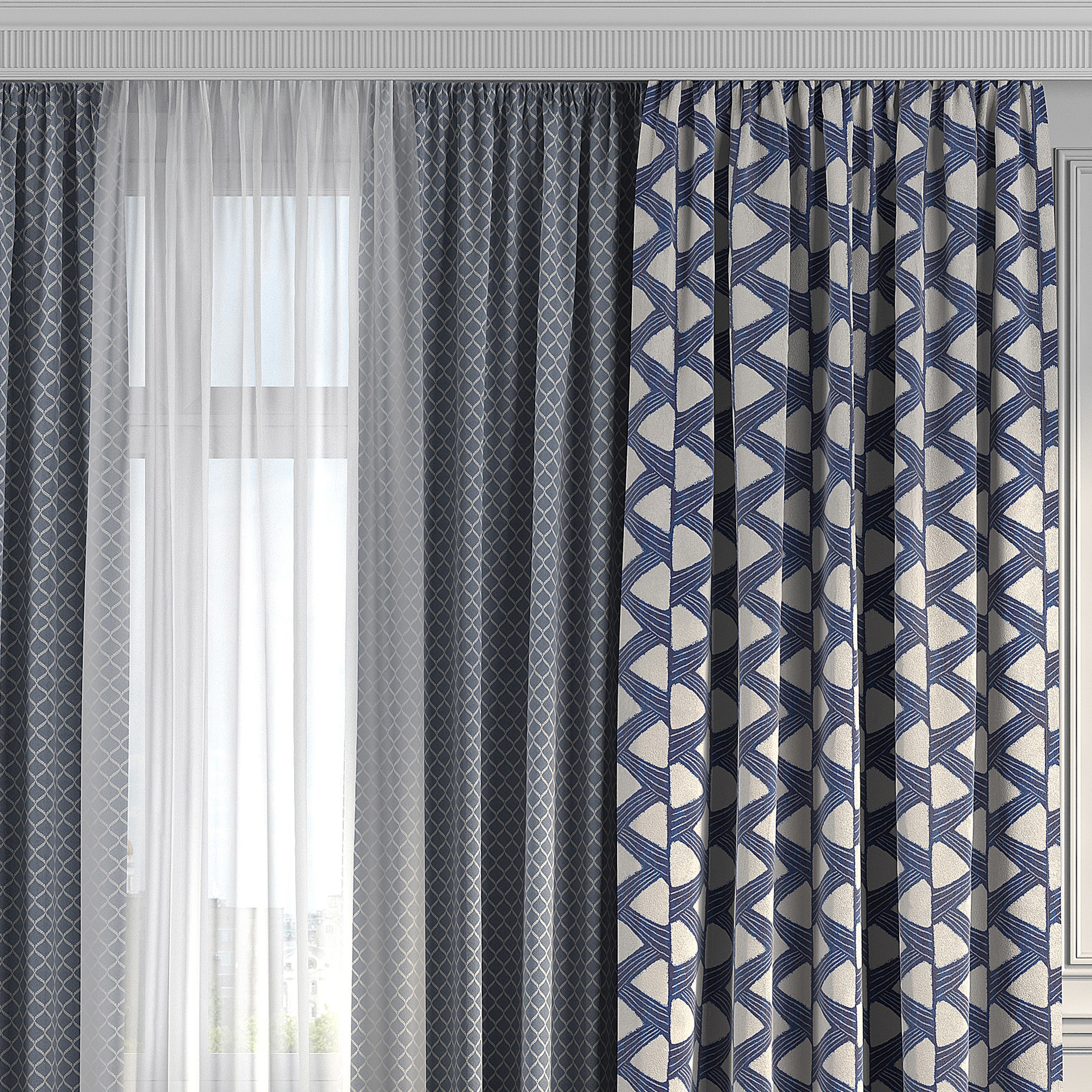 Curtain Set 218 3D model_1