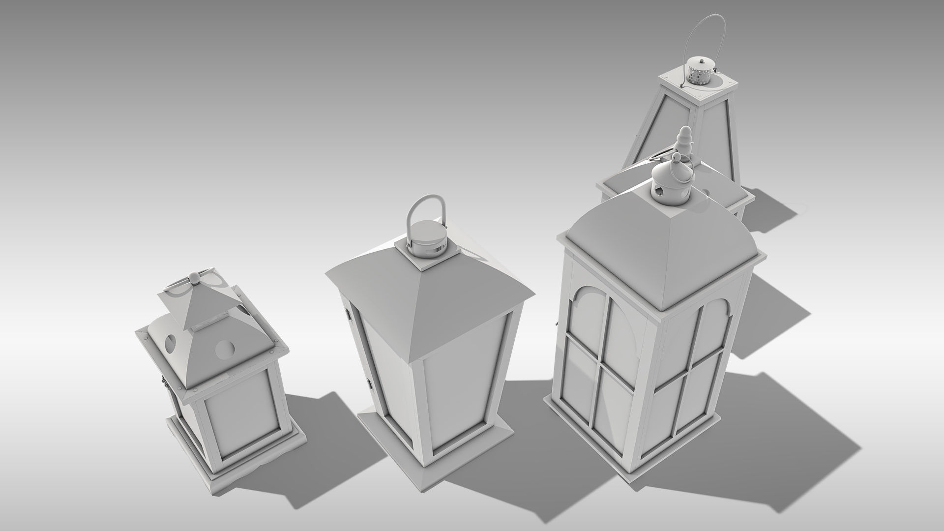 Wood Lanterns 3D Model Collection_6