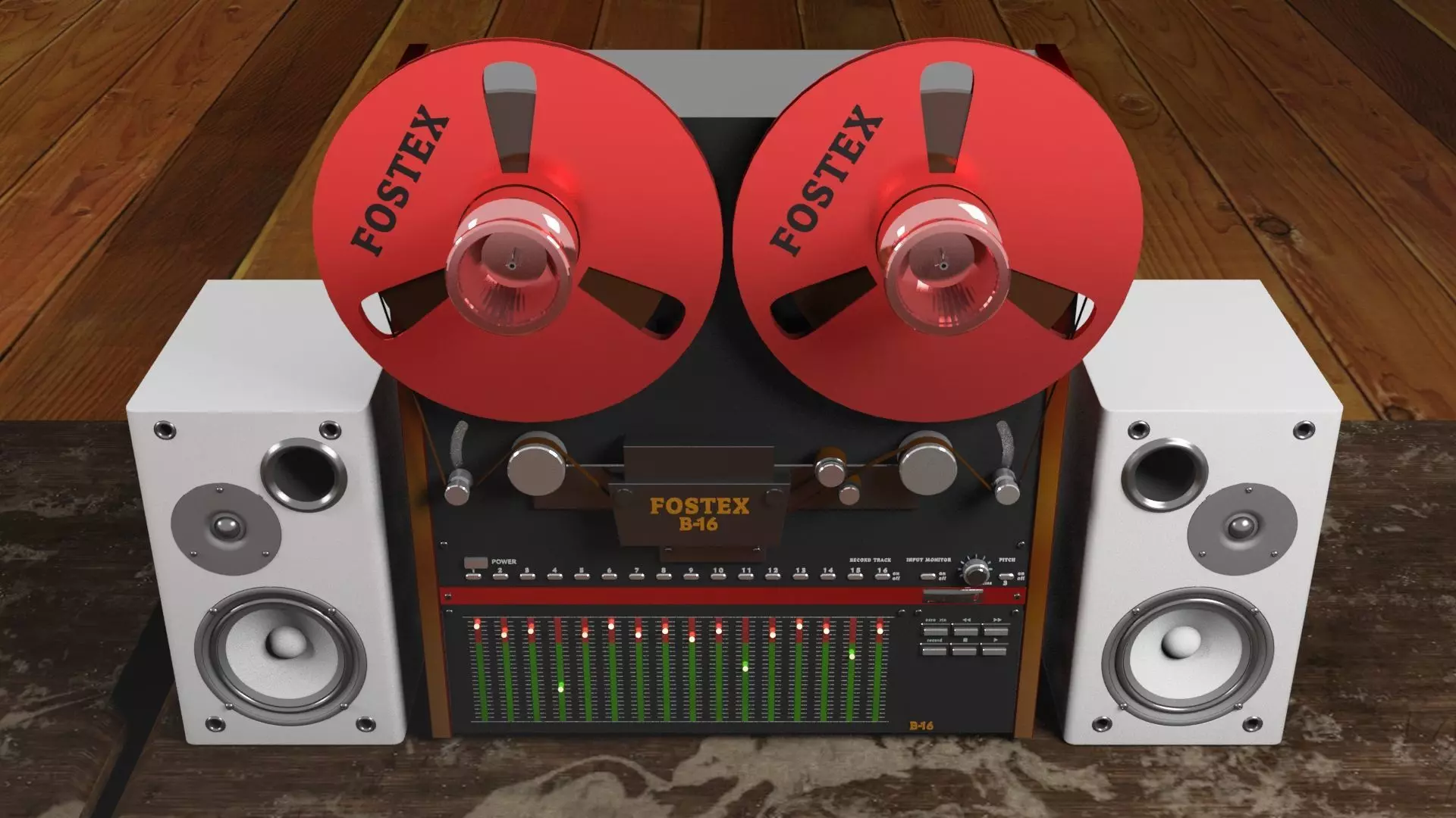 FOSTEX tape recorder and speakers Free 3D model_0