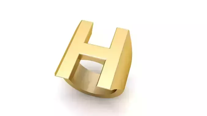 H Letter  Plain Gold Ring 