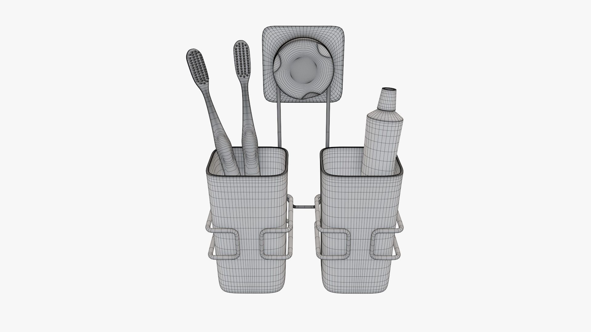 Toothbrush set paste cups holder 3D model_11