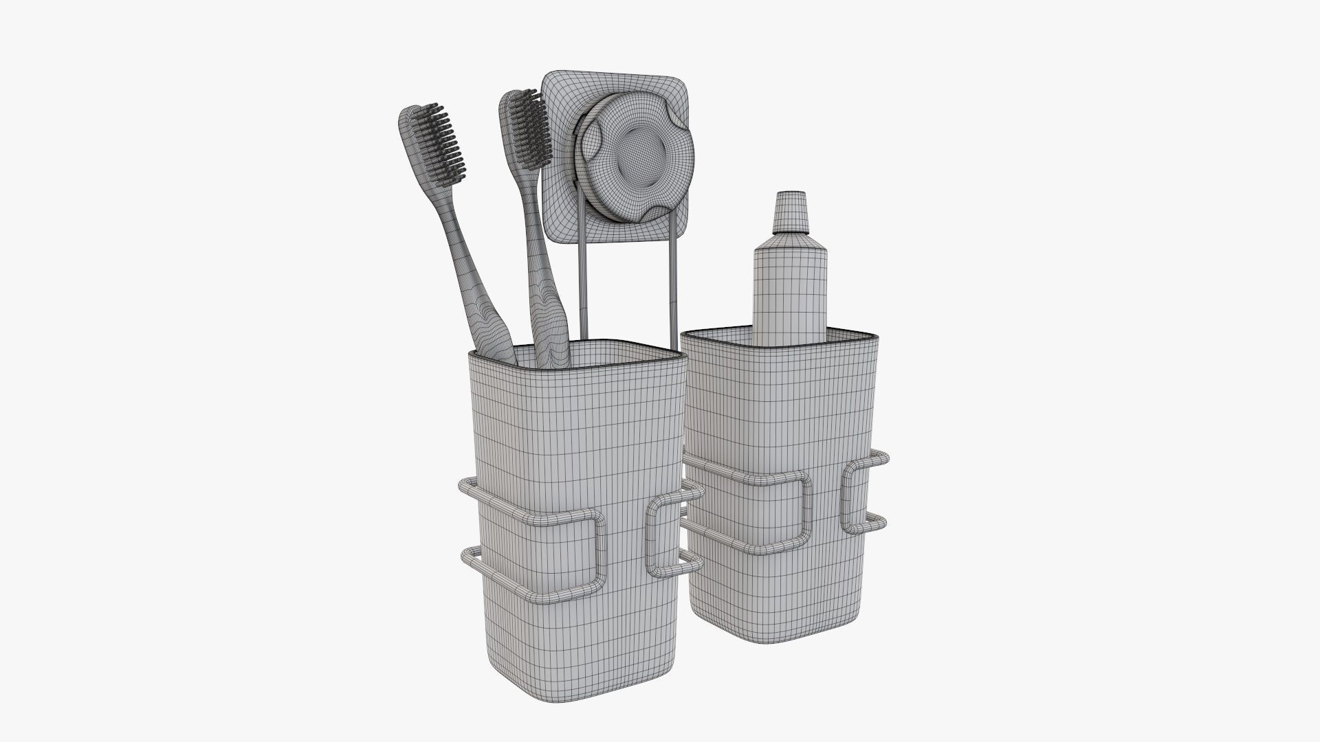 Toothbrush set paste cups holder 3D model_10