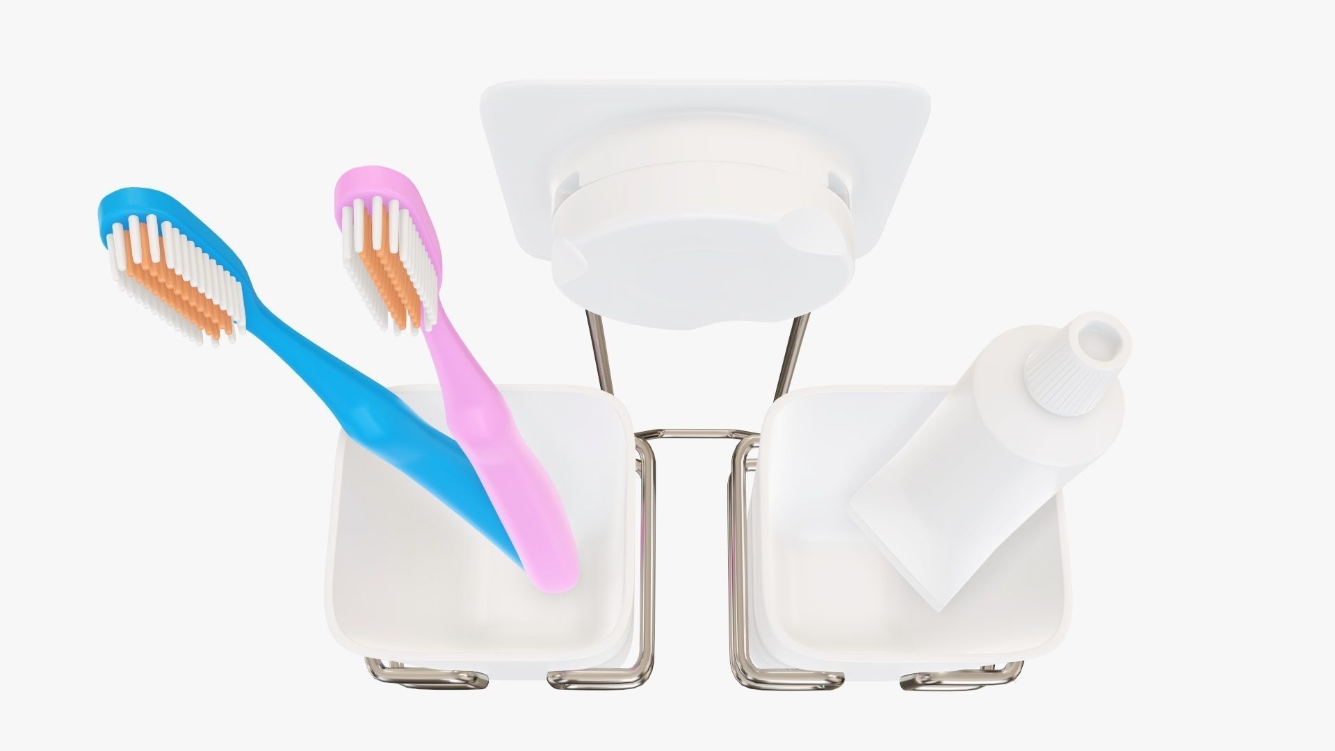 Toothbrush set paste cups holder 3D model_2