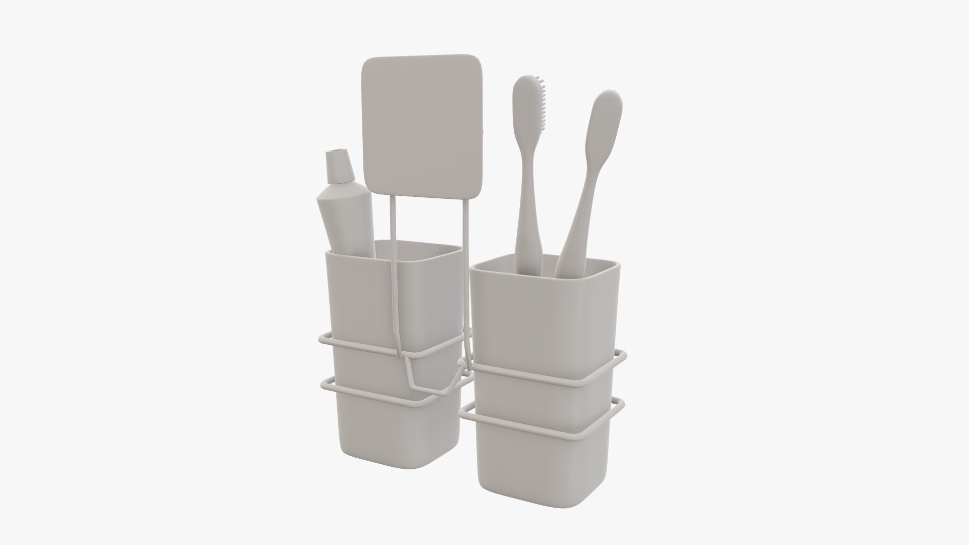 Toothbrush set paste cups holder 3D model_8