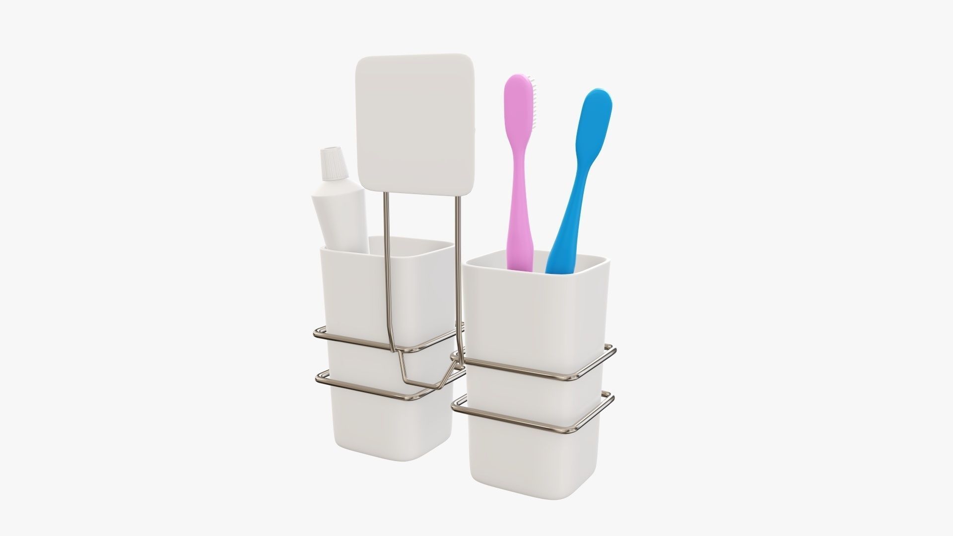 Toothbrush set paste cups holder 3D model_3