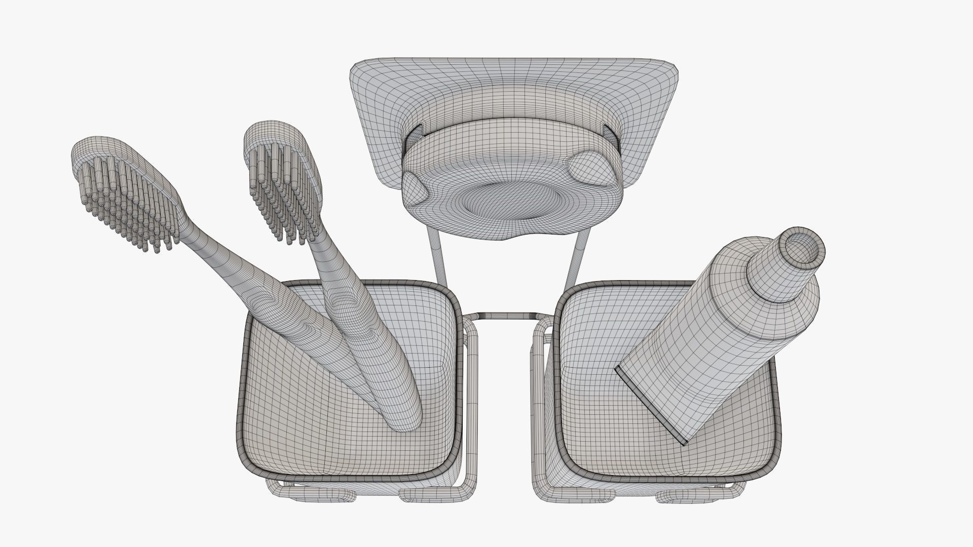 Toothbrush set paste cups holder 3D model_12