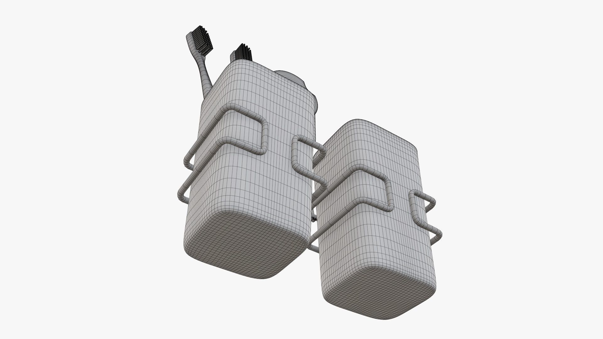 Toothbrush set paste cups holder 3D model_14