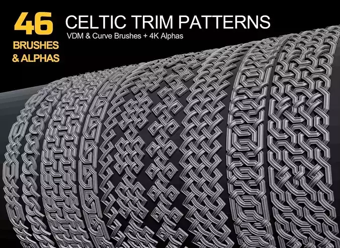 46 Celtic Trim Brushes and Alphas 3D model