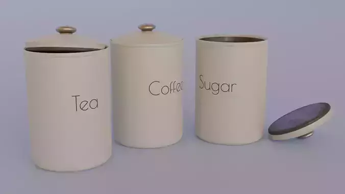 Tea Coffee and Sugar Pot Low-poly 3D model