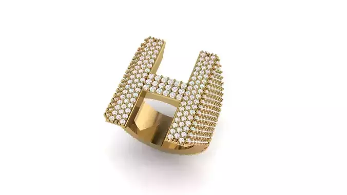 H Letter Diamond  Ring  