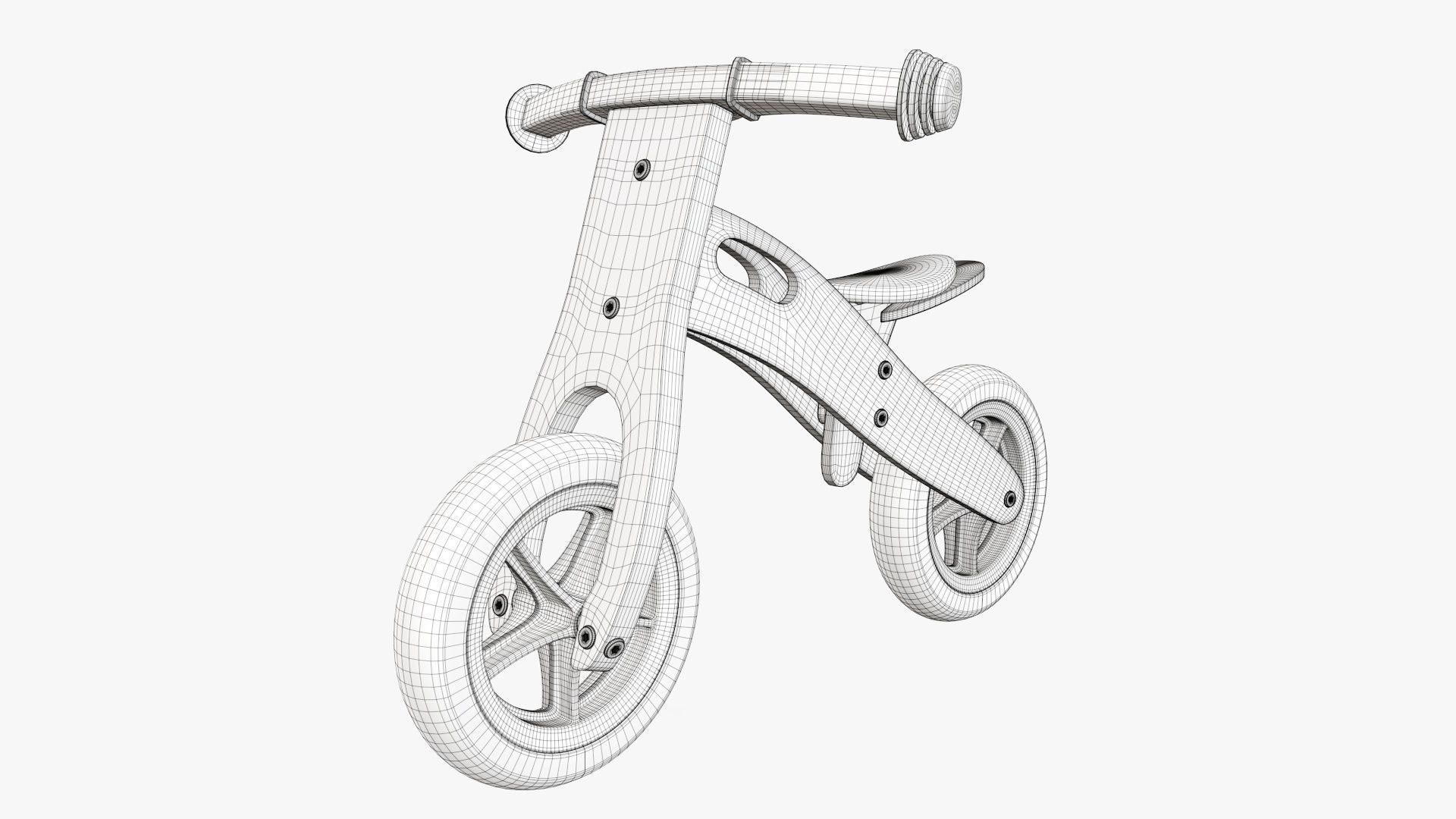 Balance bike for kids wooden  3D model_5