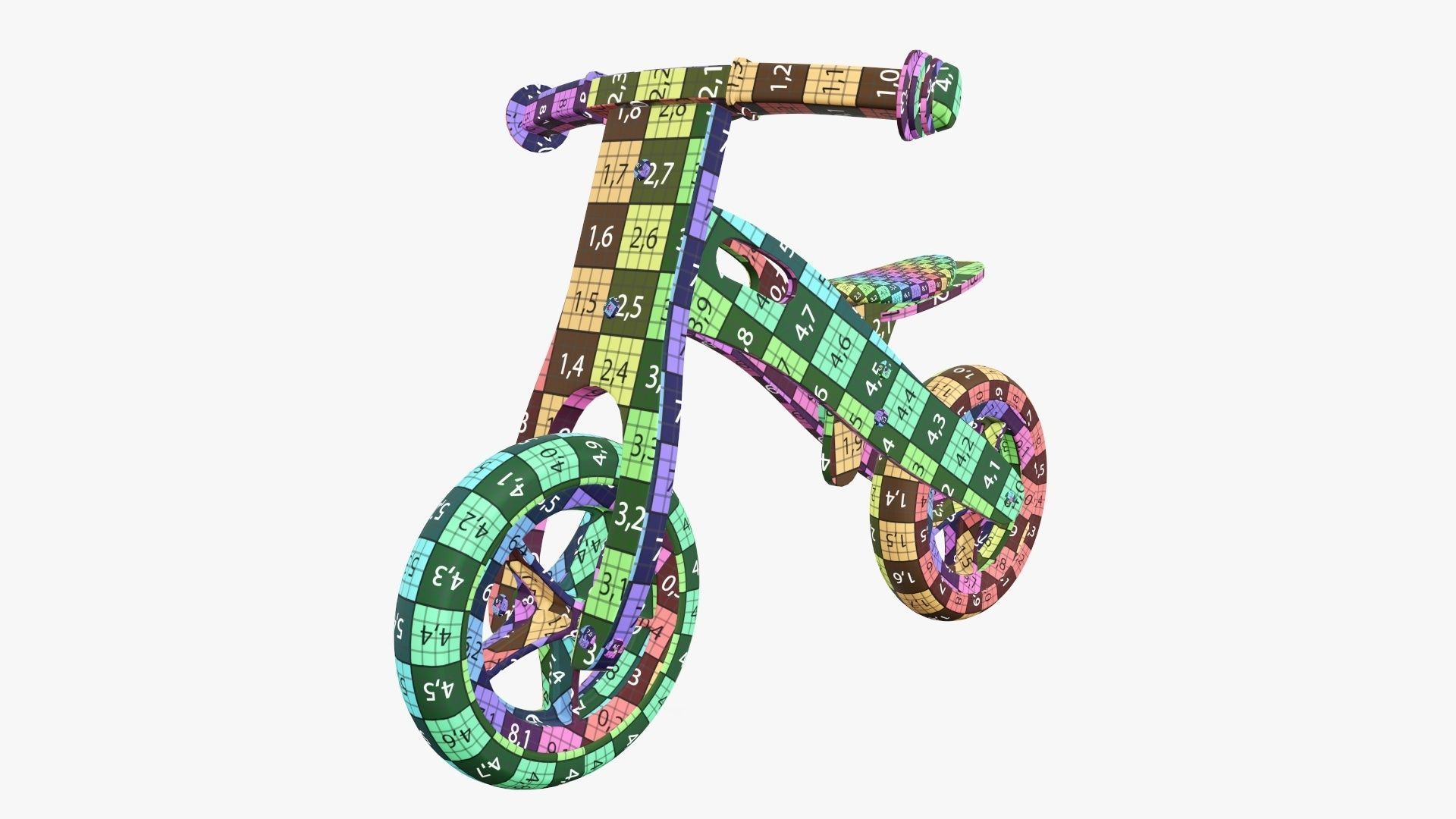 Balance bike for kids wooden  3D model_10