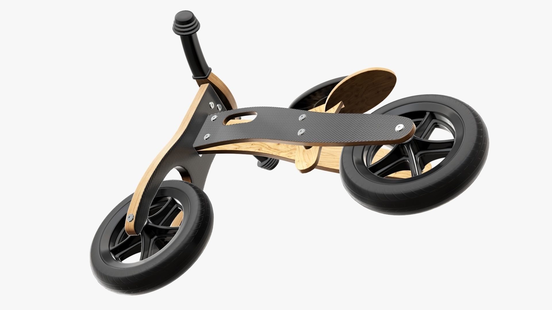 Balance bike for kids wooden  3D model_4