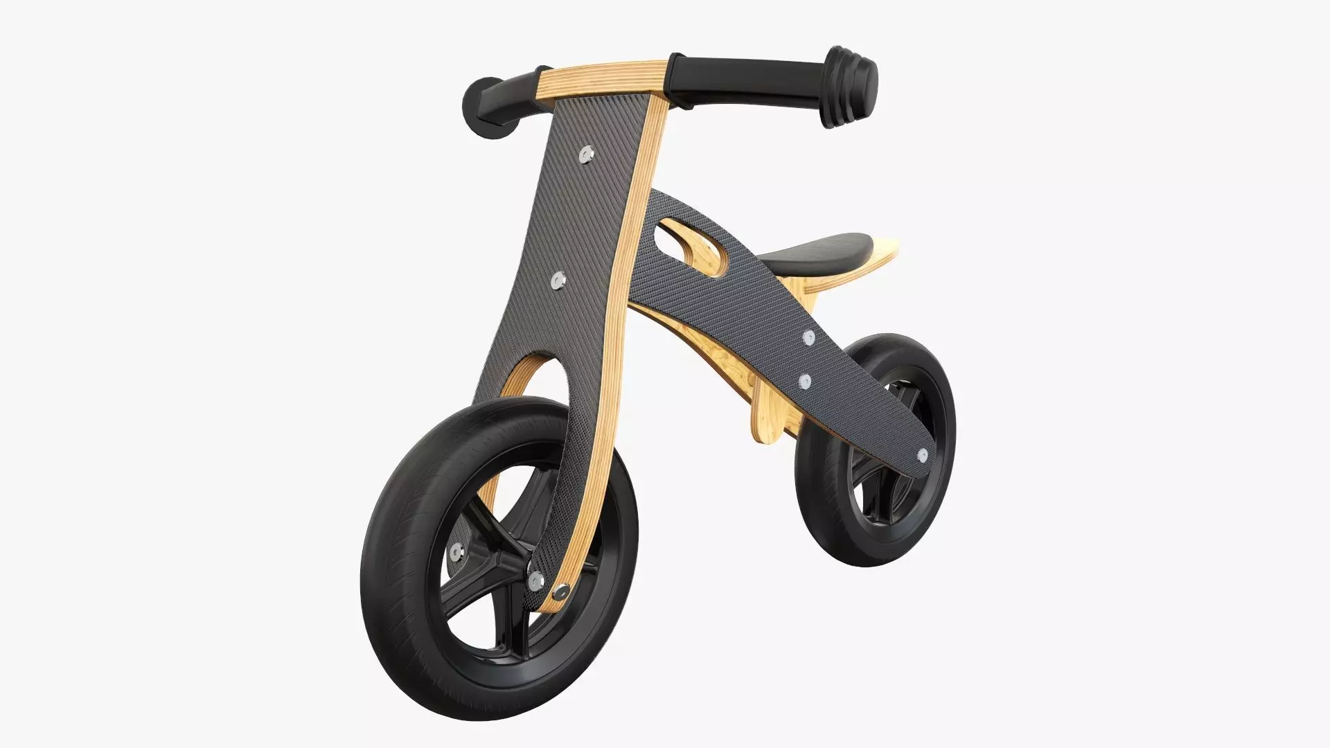 Balance bike for kids wooden  3D model_0
