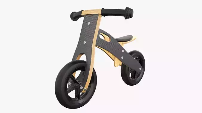 Balance bike for kids wooden  3D model