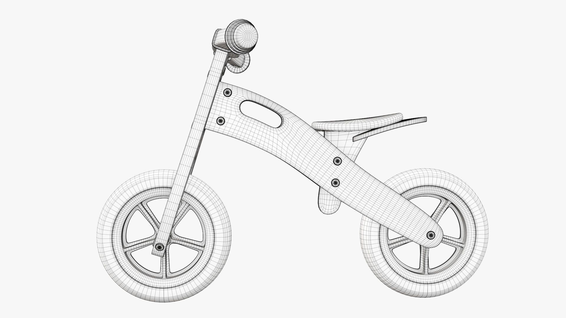 Balance bike for kids wooden  3D model_6
