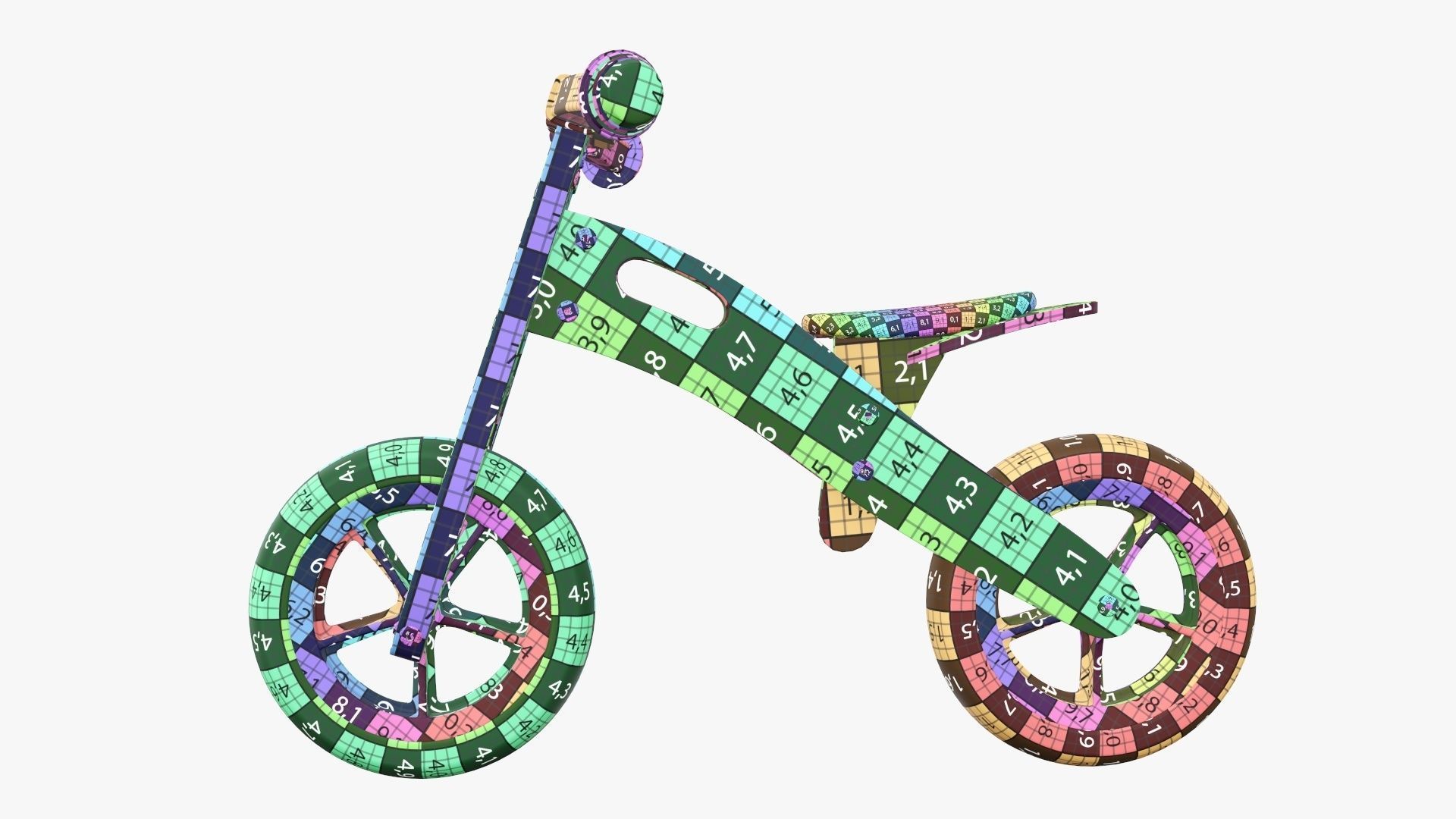 Balance bike for kids wooden  3D model_11