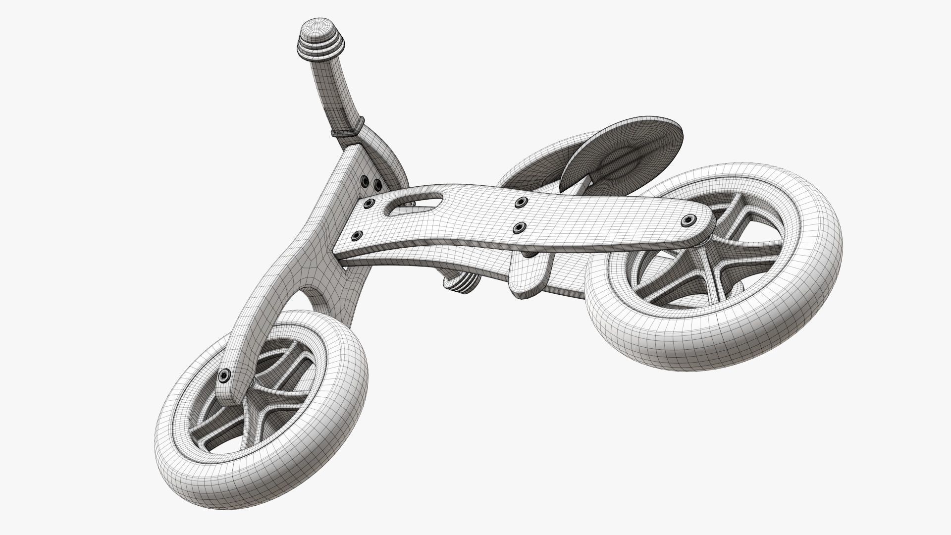 Balance bike for kids wooden  3D model_9