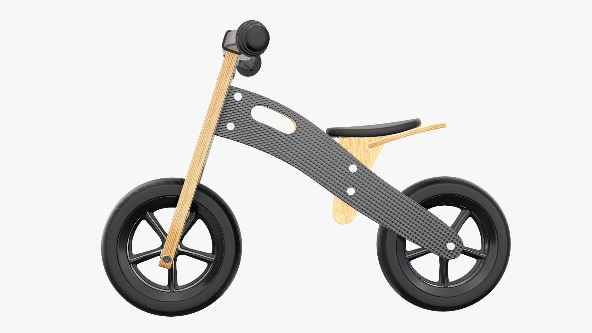 Balance bike for kids wooden  3D model_1
