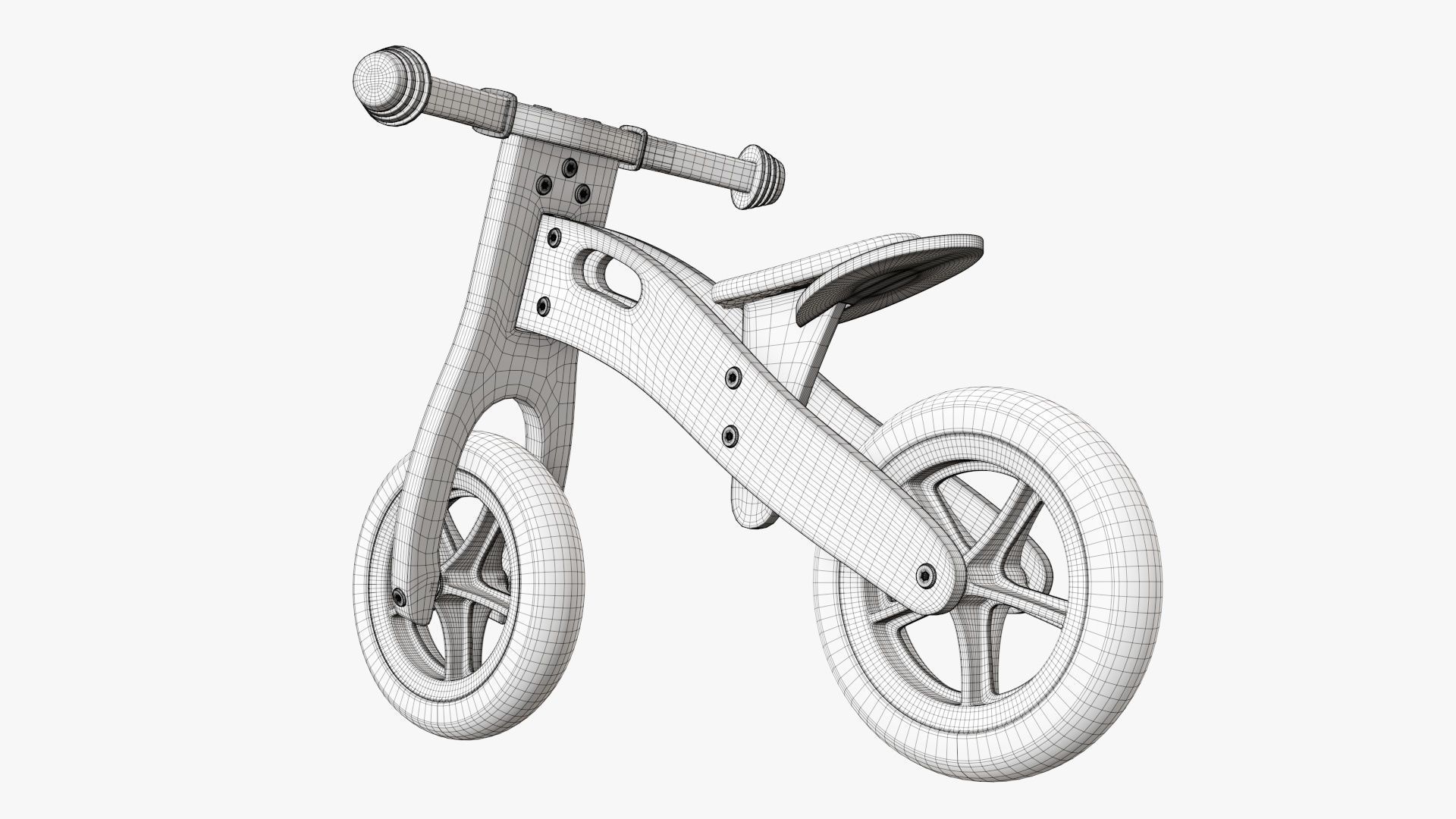Balance bike for kids wooden  3D model_7