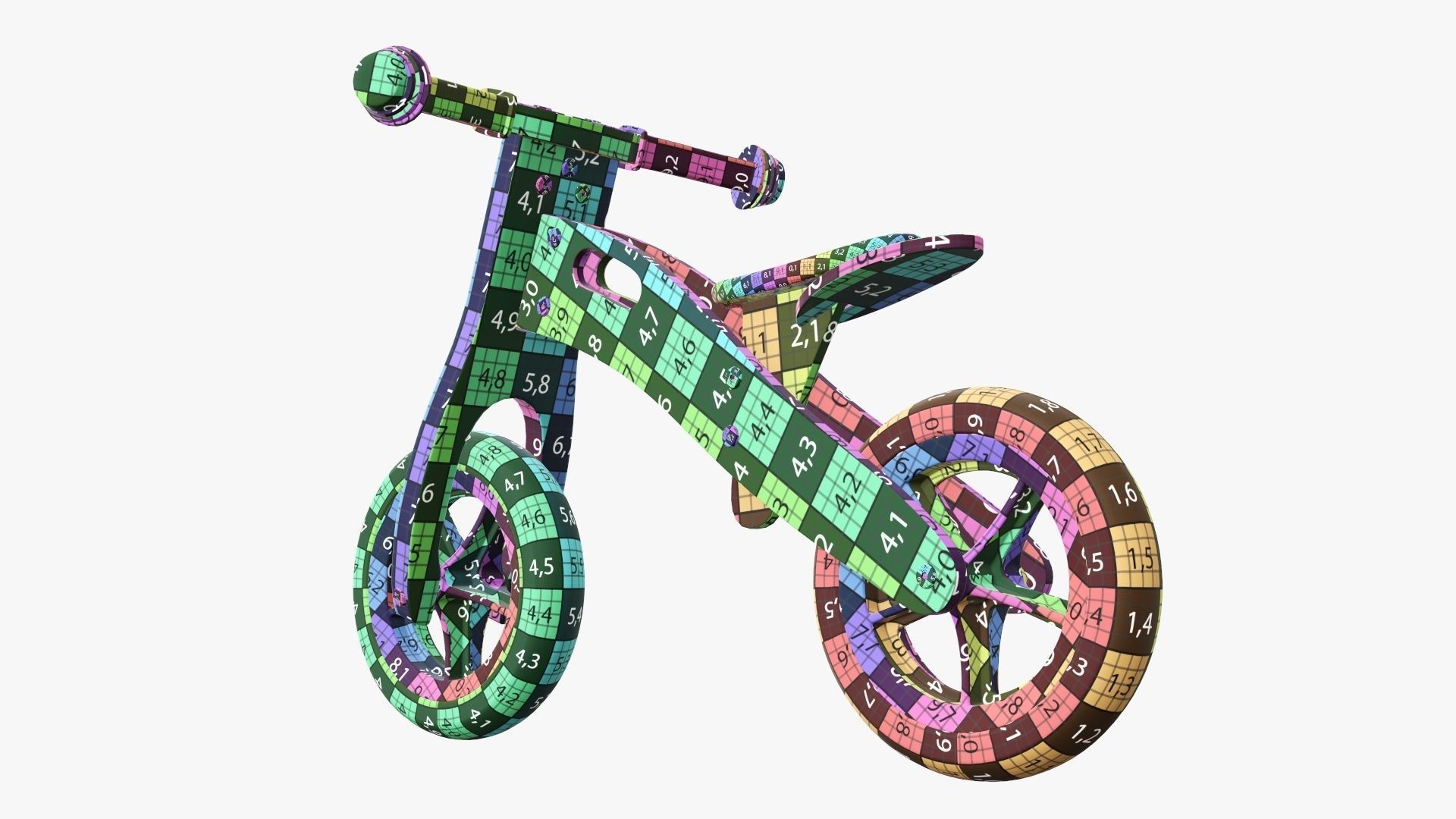 Balance bike for kids wooden  3D model_12